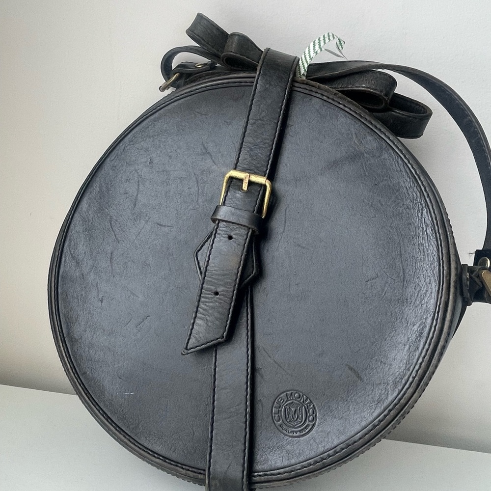 Vintage Club Monaco Black Leather Cross Body  Bag